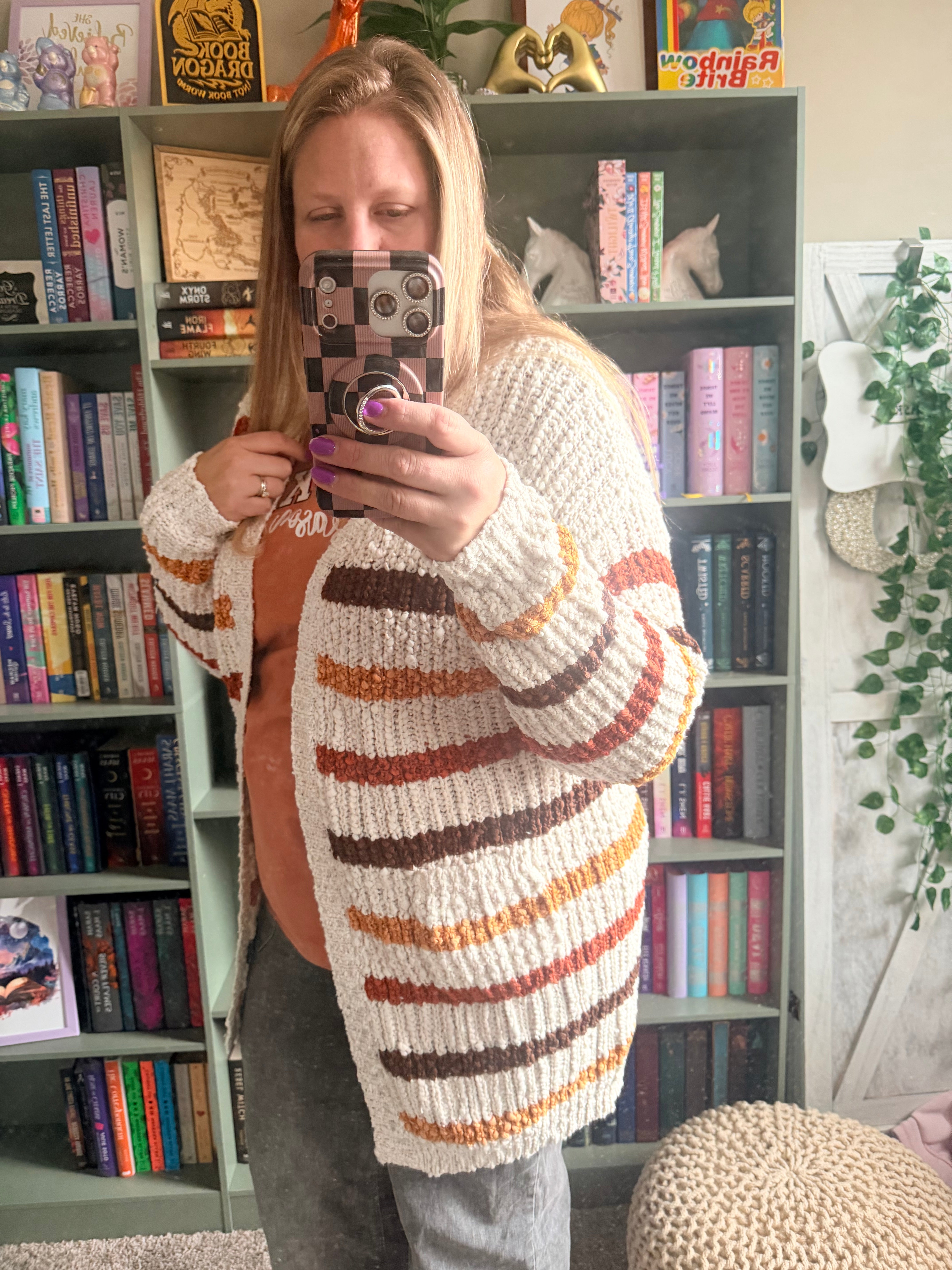 Cozy Striped Popcorn Cardigan