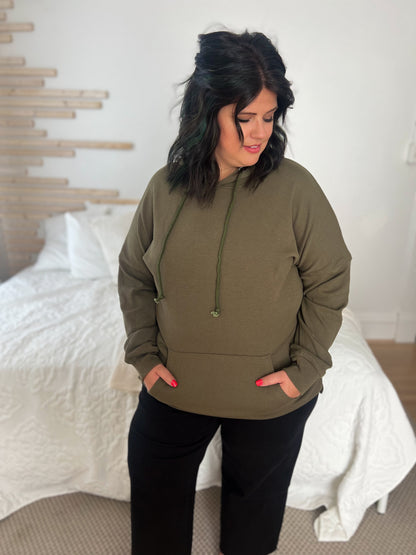 DOORBUSTER Kacey Ribbed Hoodie - Olive