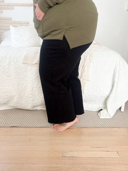 Vervet Olivia Wide Leg Non Distressed Crop Jeans - Black