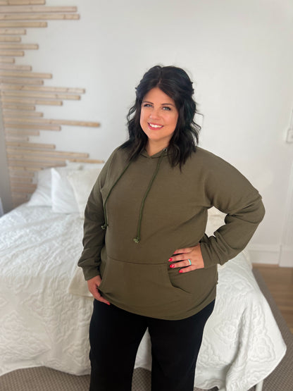 DOORBUSTER Kacey Ribbed Hoodie - Olive