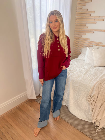 DOORBUSTER Aria Scuba Hoodie - Burgundy