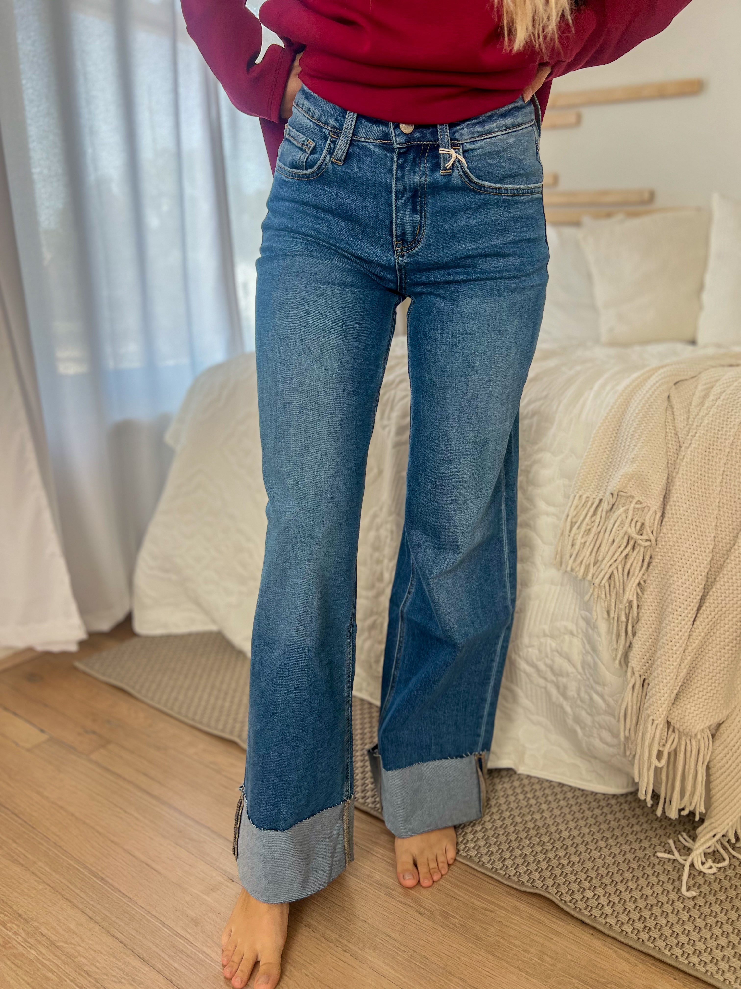 Lovervet Kendall Cuffed Wide Leg Jeans