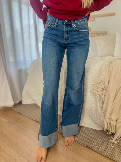 Lovervet Kendall Cuffed Wide Leg Jeans