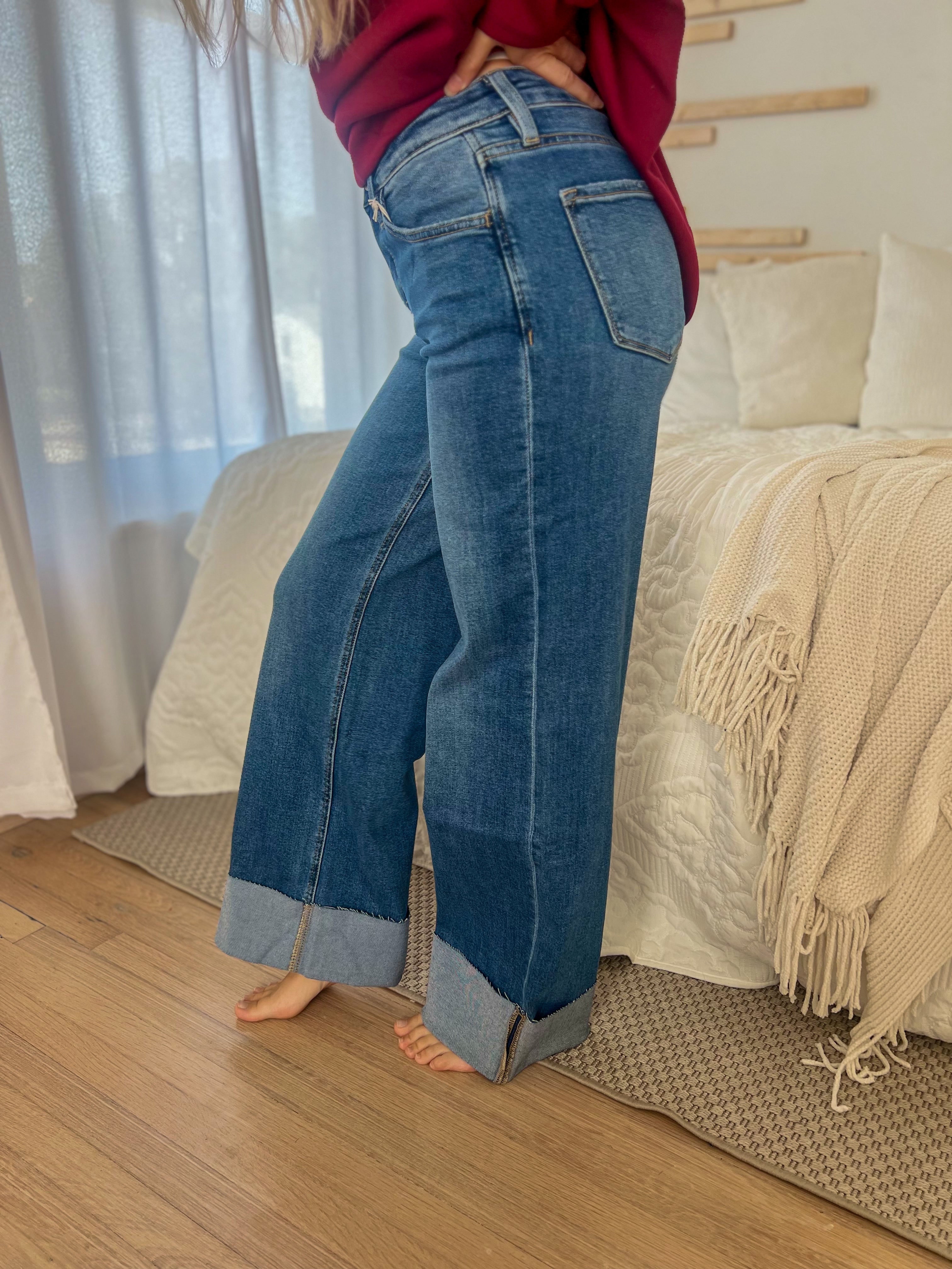 Lovervet Kendall Cuffed Wide Leg Jeans