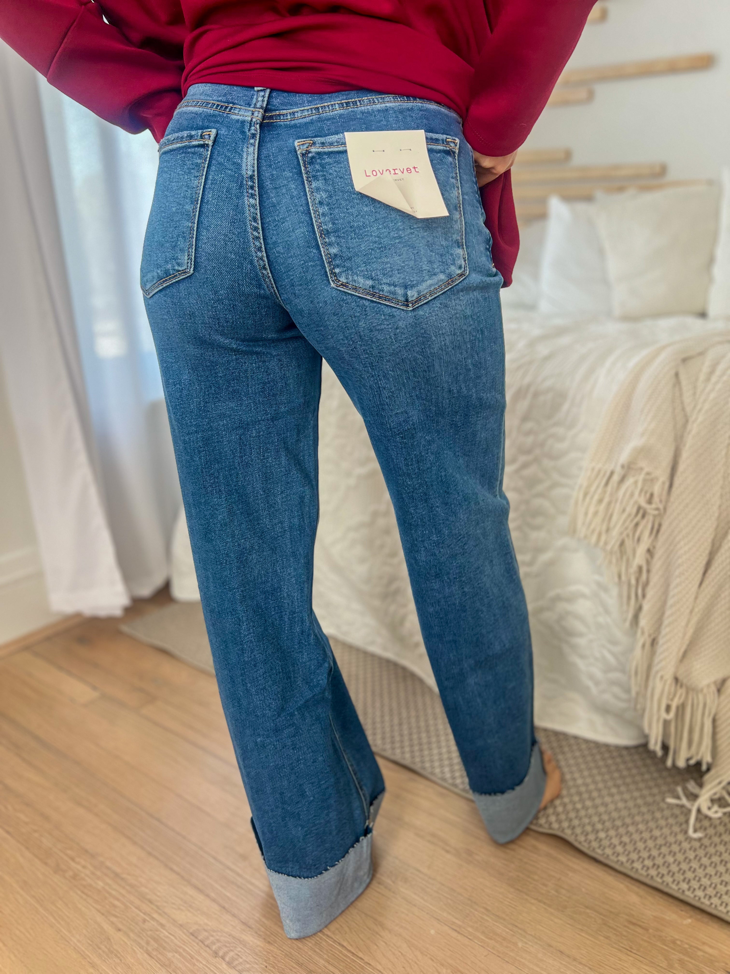 Lovervet Kendall Cuffed Wide Leg Jeans