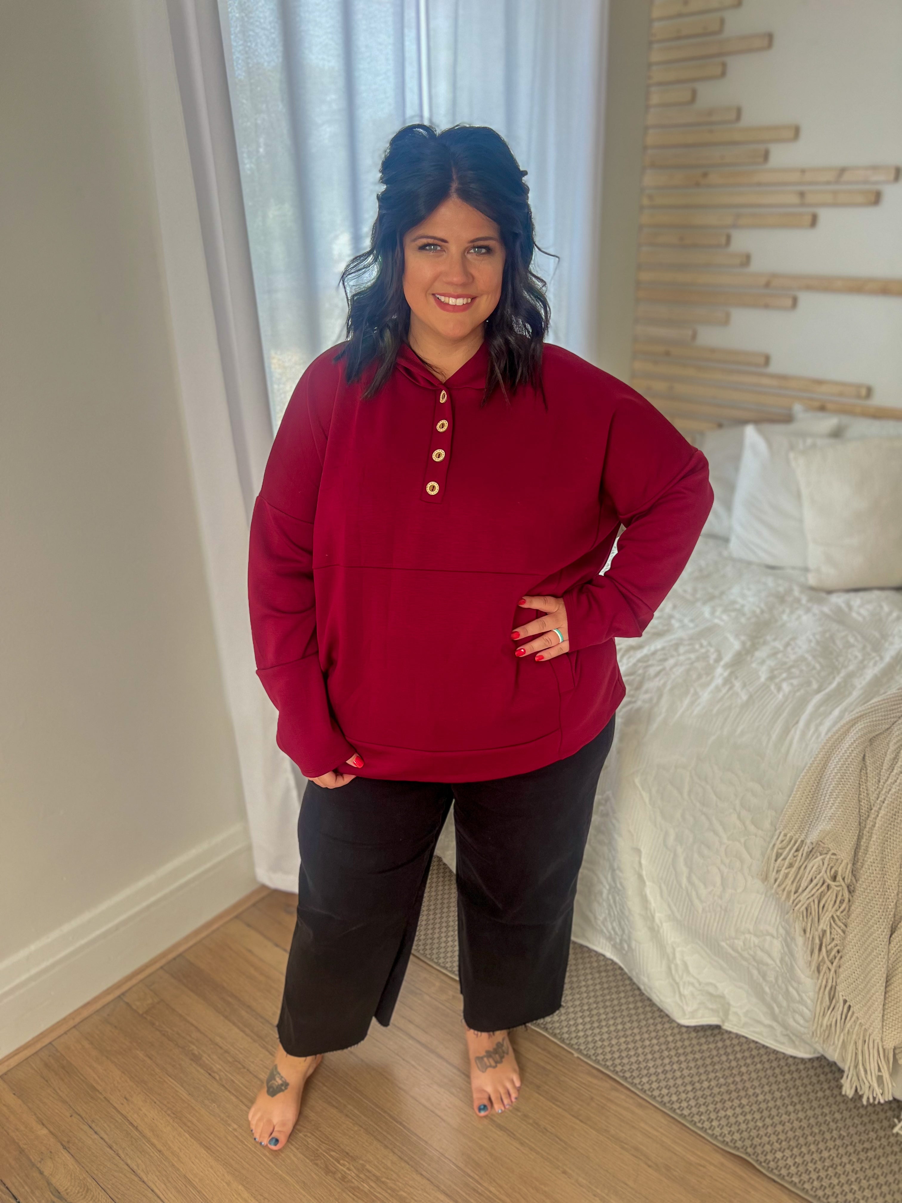 DOORBUSTER Aria Scuba Hoodie - Burgundy