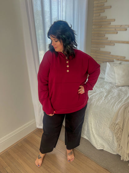 DOORBUSTER Aria Scuba Hoodie - Burgundy