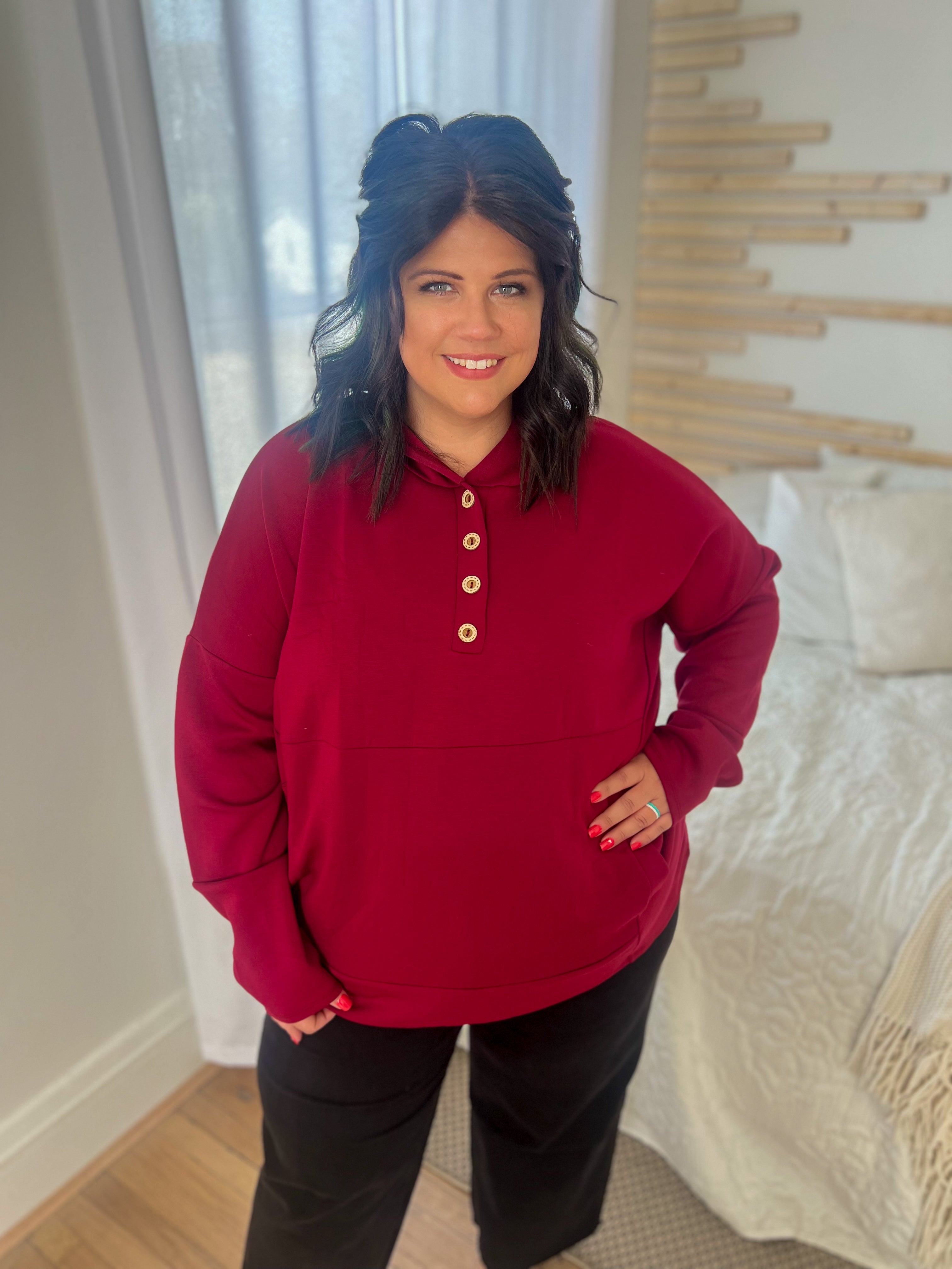 DOORBUSTER Aria Scuba Hoodie - Burgundy