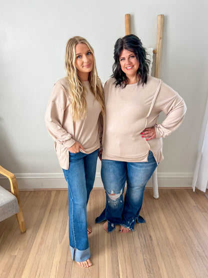 Lettie Oatmeal Long Sleeve Top