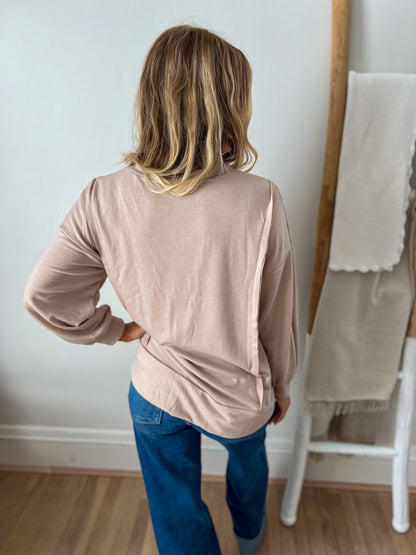 Lettie Oatmeal Long Sleeve Top