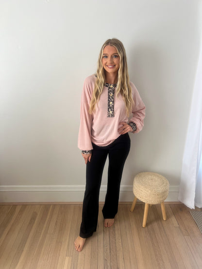 On My Mind Pink with Leopard Accents Top