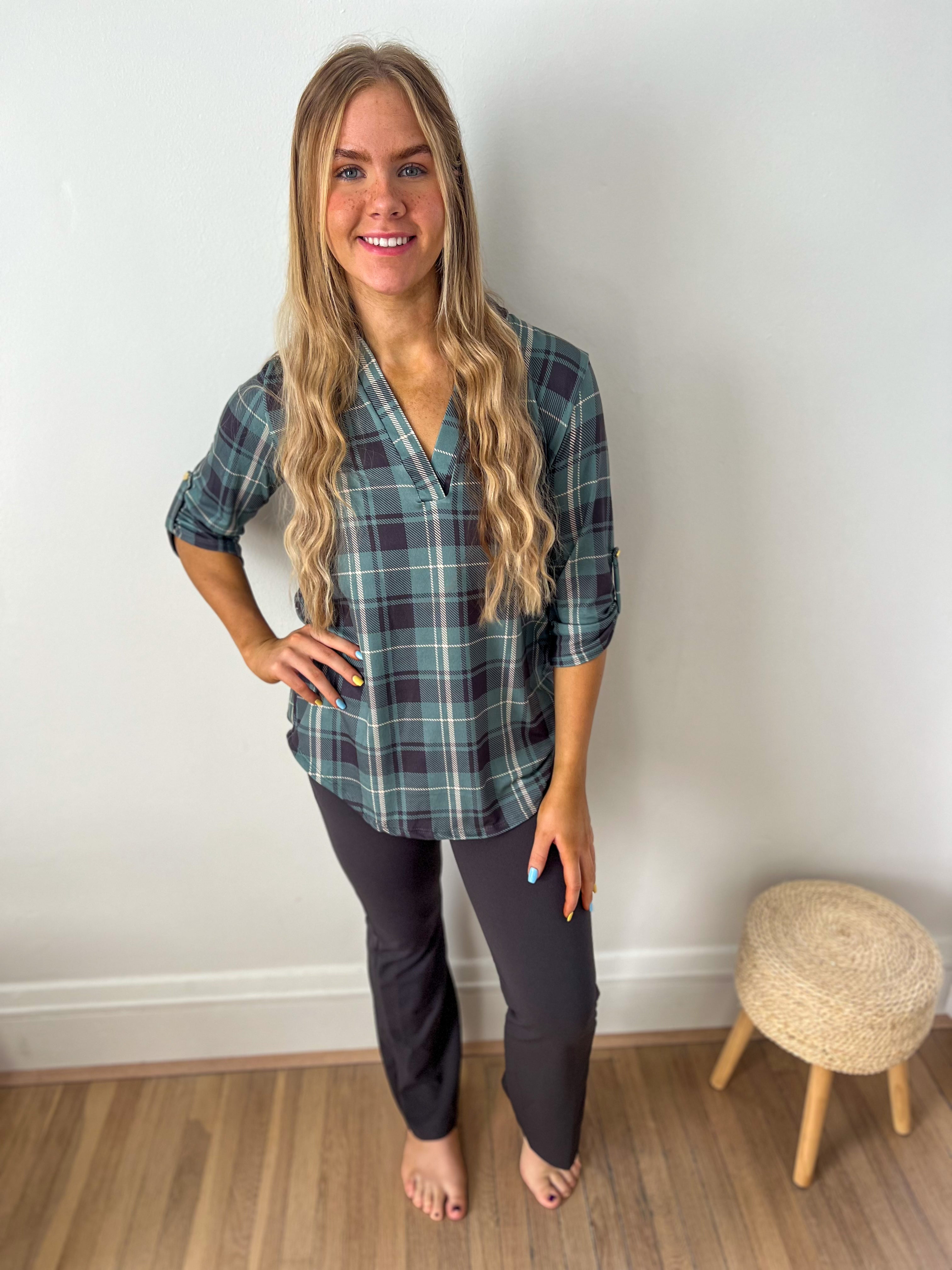 Logan Stretchy Flare Pants - Charcoal