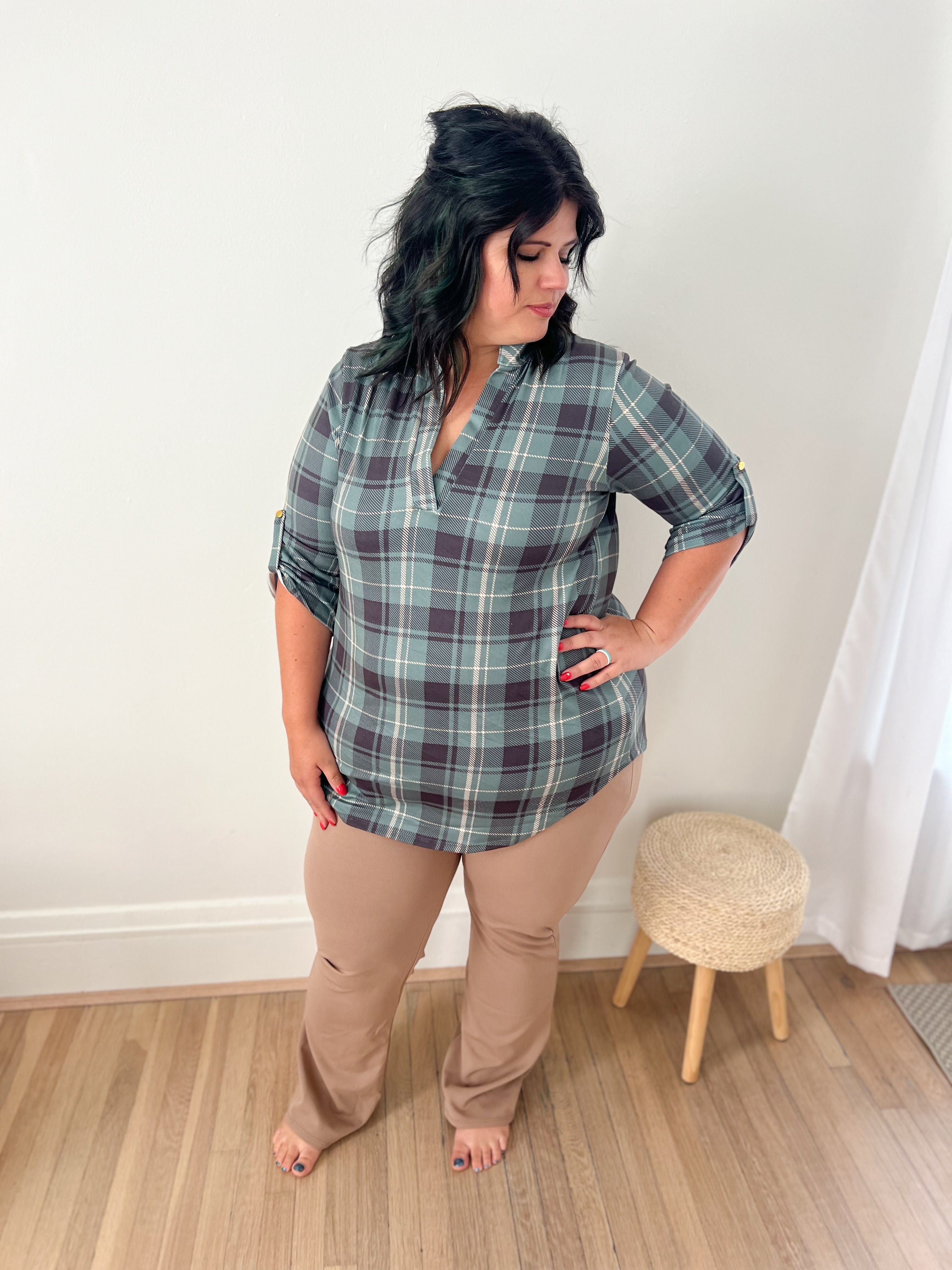 Logan Stretchy Flare Pants - Mocha