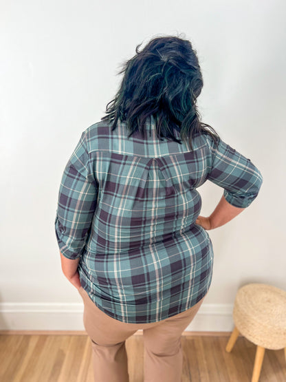 Jamie Plaid 3/4 Sleeve Top