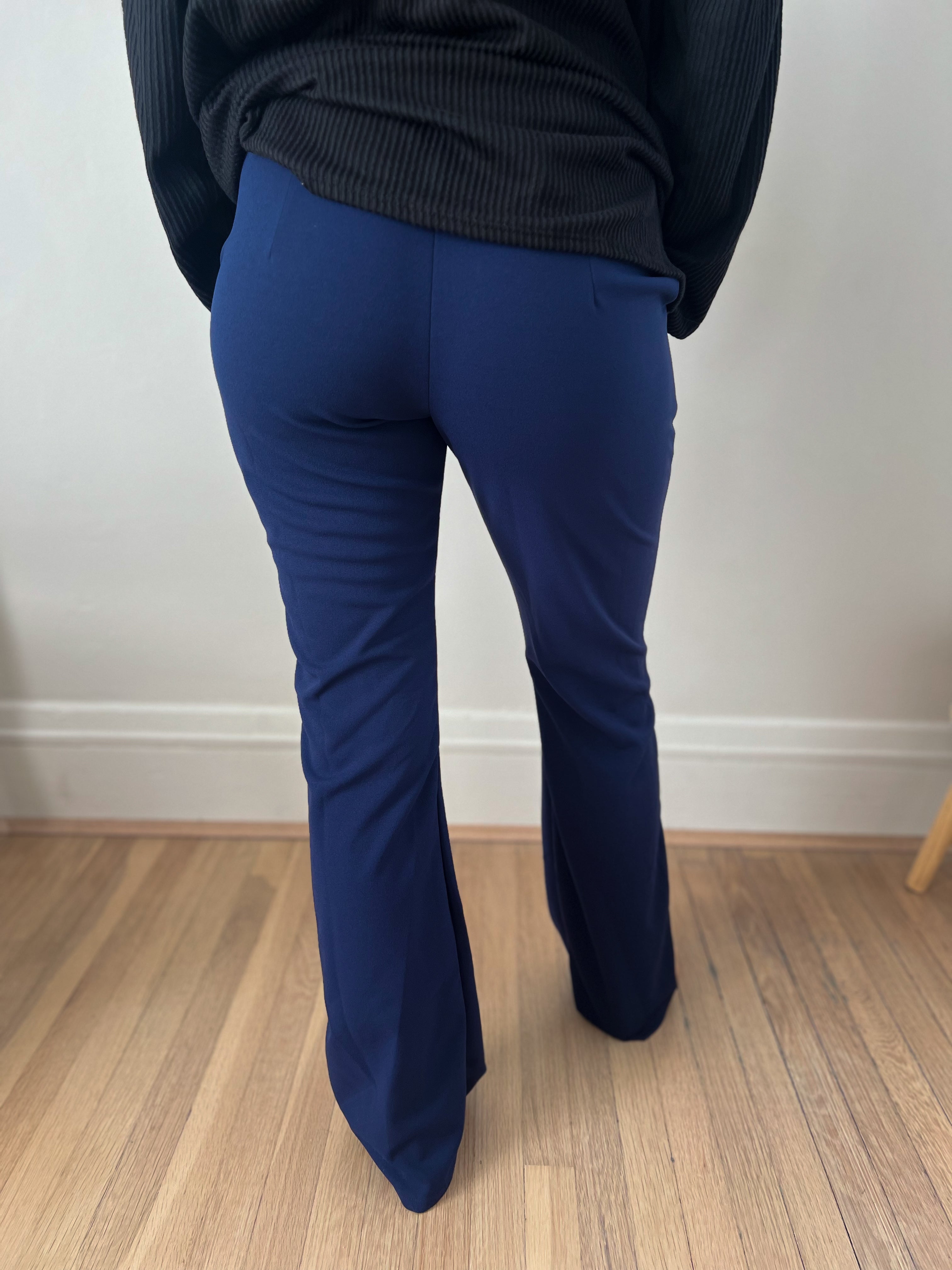 Logan Stretchy Flare Pants - Navy