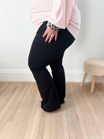 Logan Stretchy Flare Pants - Black