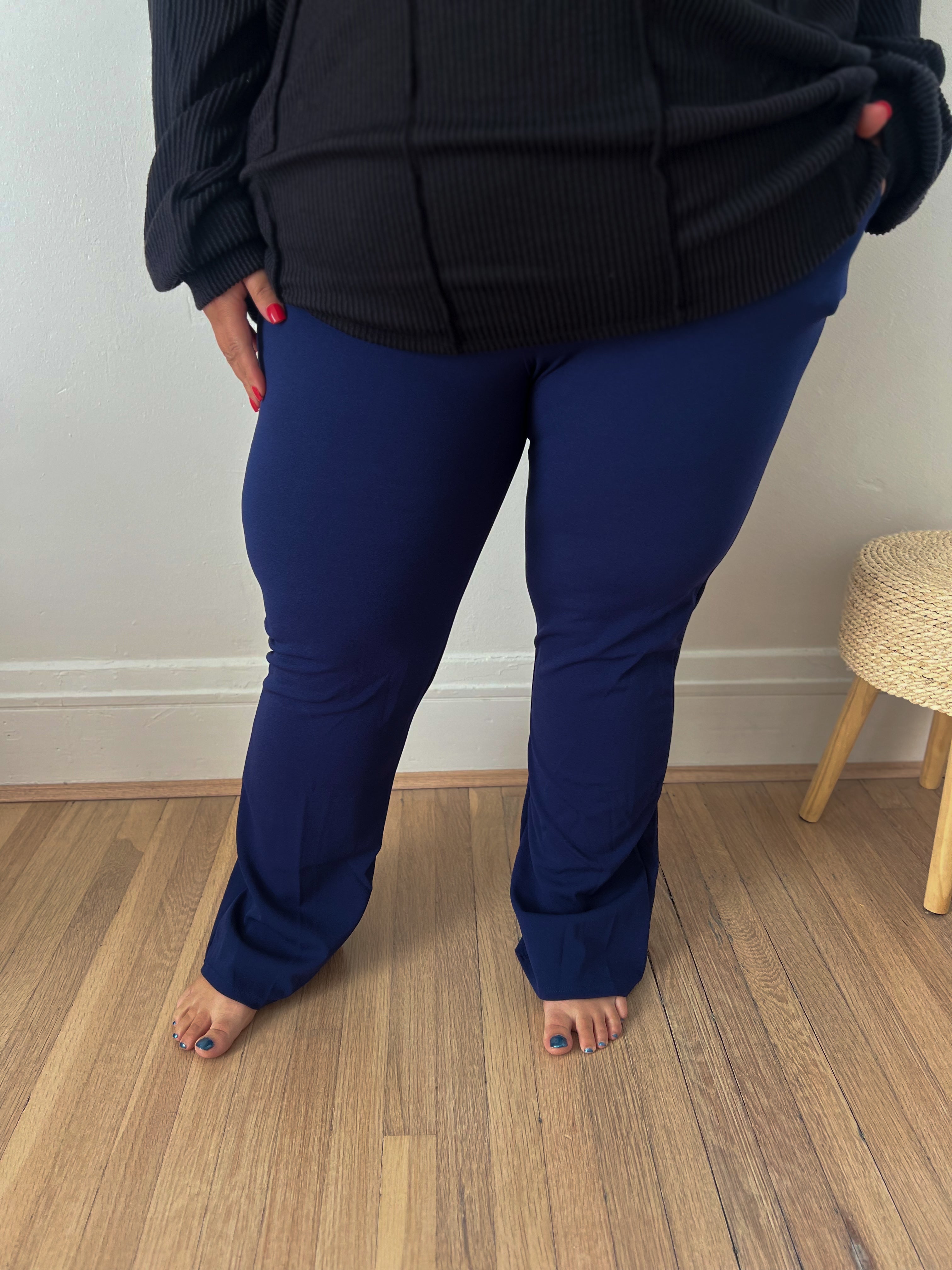 Logan Stretchy Flare Pants - Navy