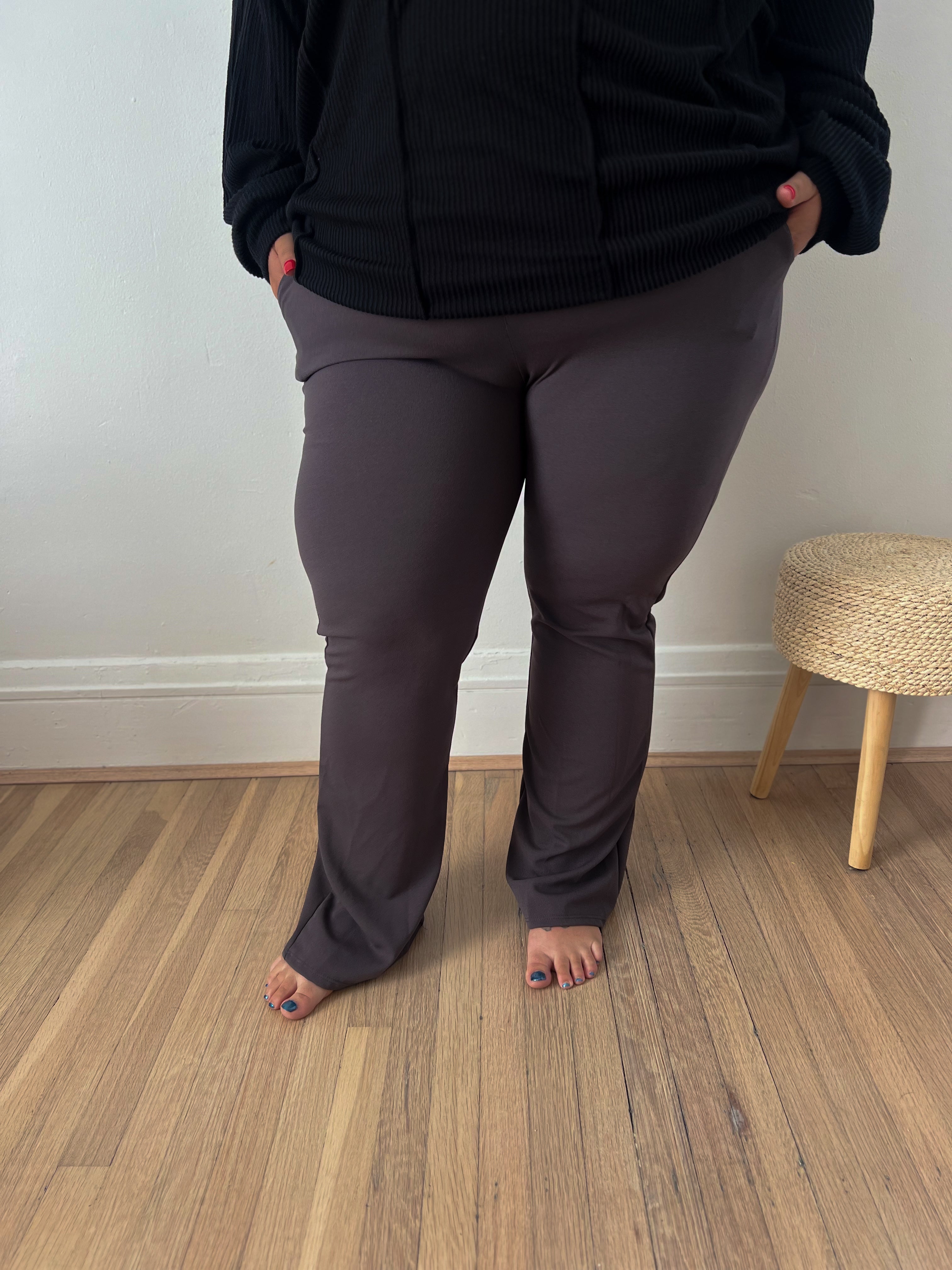 Logan Stretchy Flare Pants - Charcoal