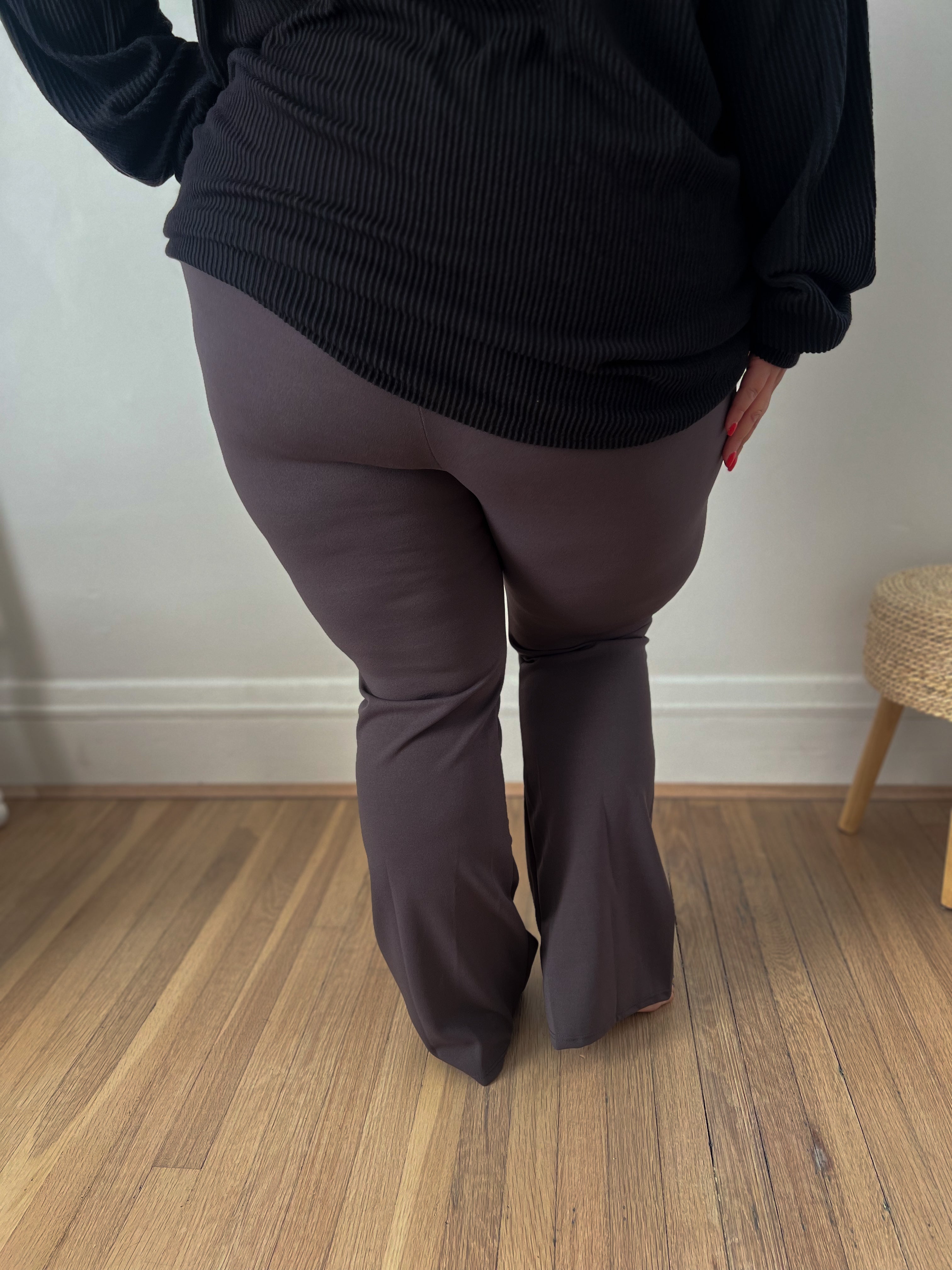 Logan Stretchy Flare Pants - Charcoal