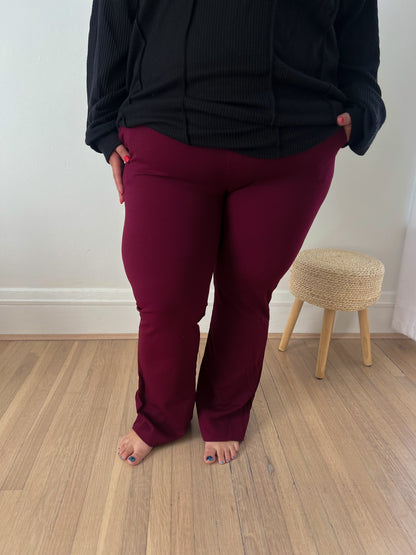 Logan Stretchy Flare Pants - Wine