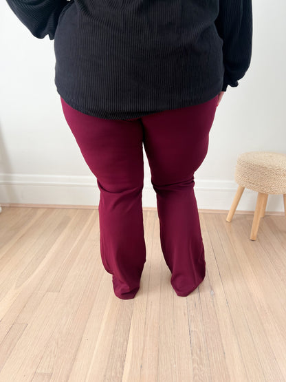 Logan Stretchy Flare Pants - Wine