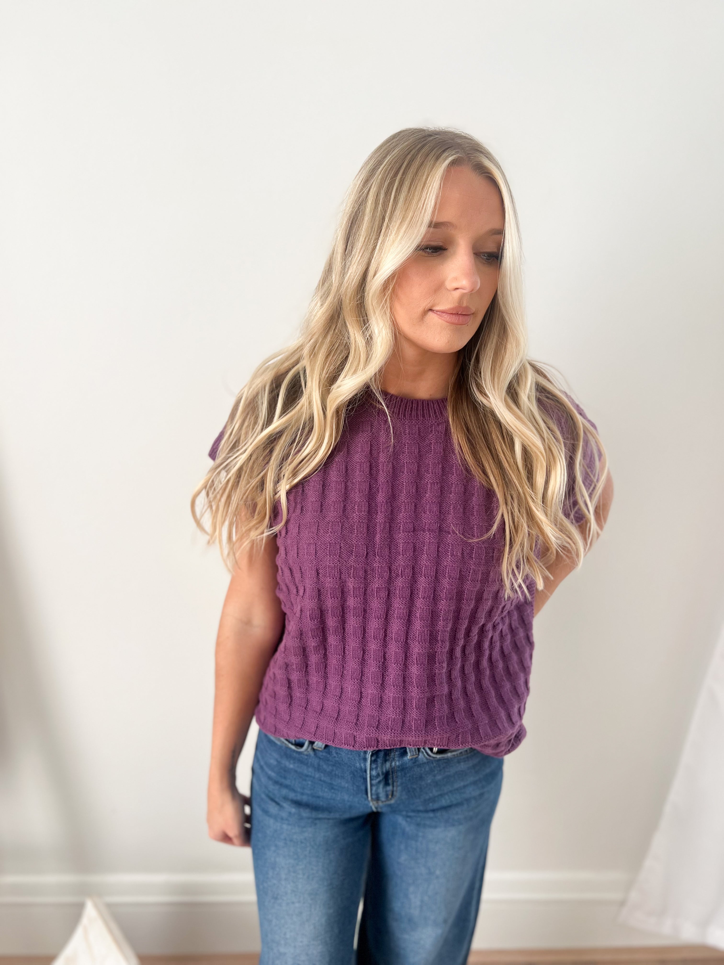 Kelly Knitted Top - Plum