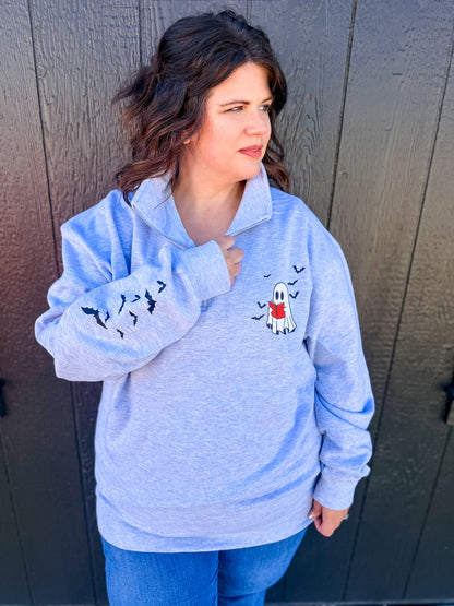 Batty for Books Quarter Zip Sweatshirt