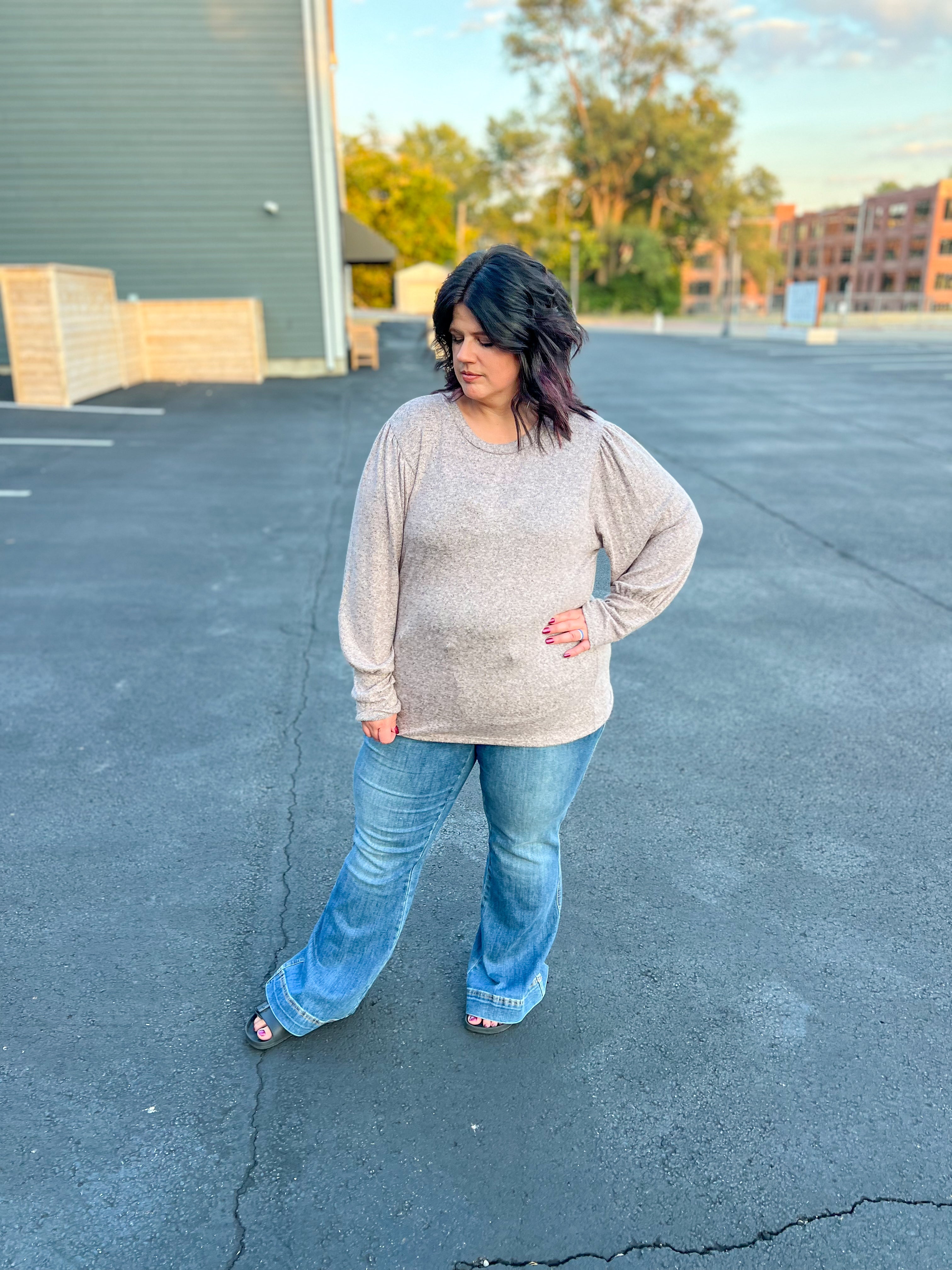 Samantha Bubble Sleeve Top - Mauve