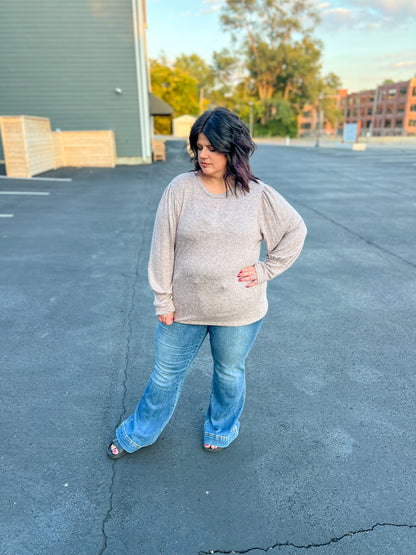 Samantha Bubble Sleeve Top - Mauve