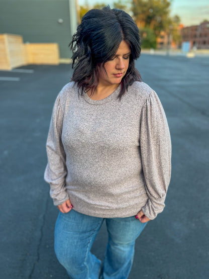 Samantha Bubble Sleeve Top - Mauve