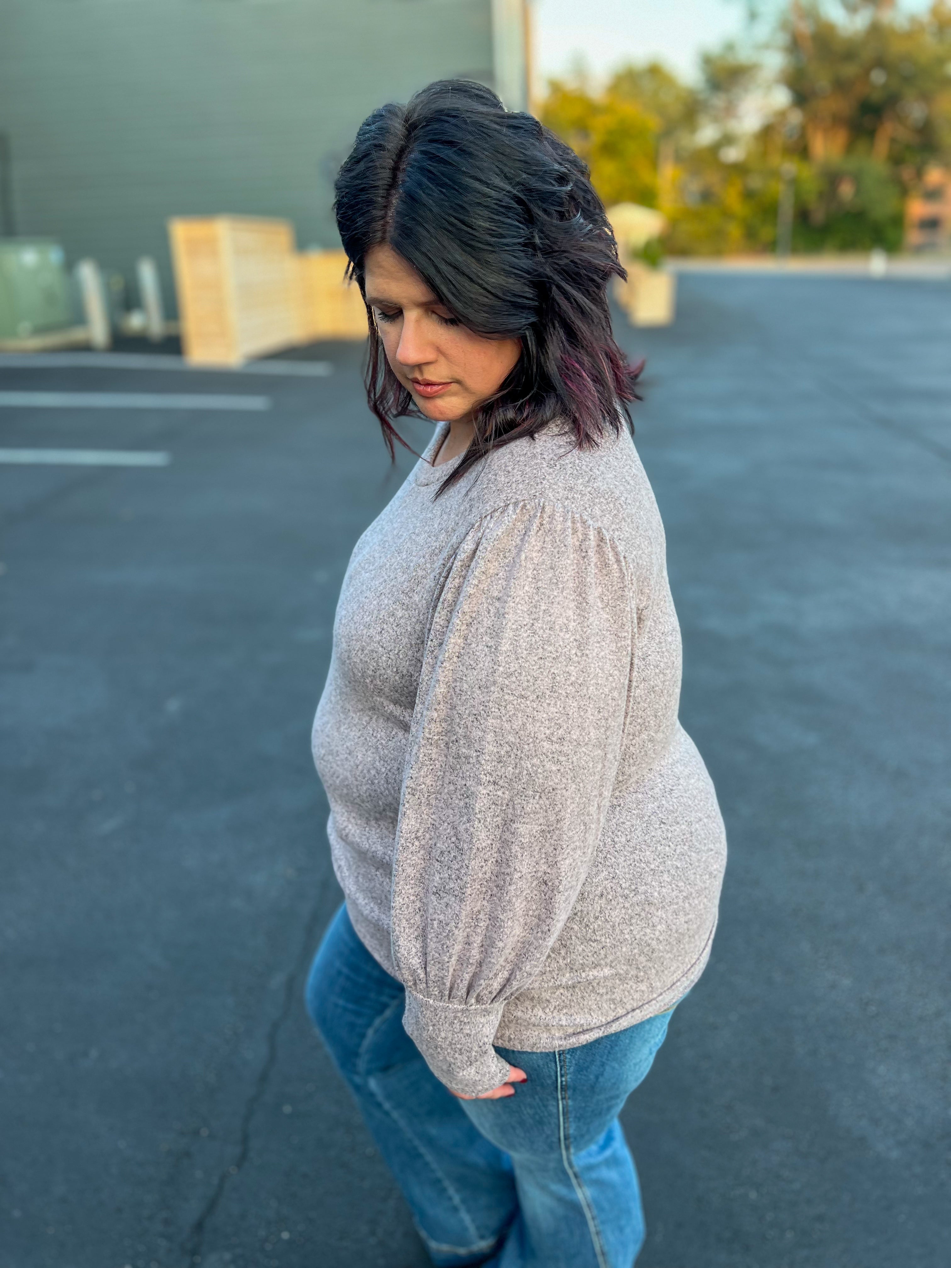 Samantha Bubble Sleeve Top - Mauve