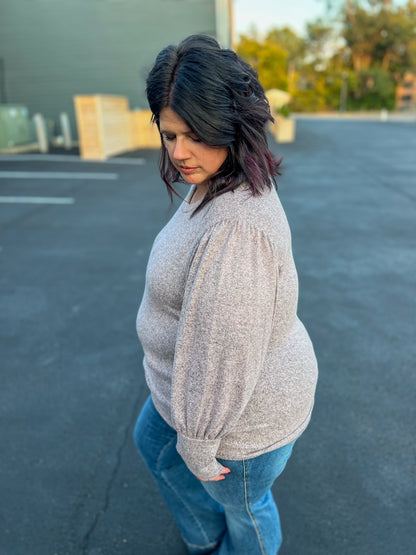 Samantha Bubble Sleeve Top - Mauve