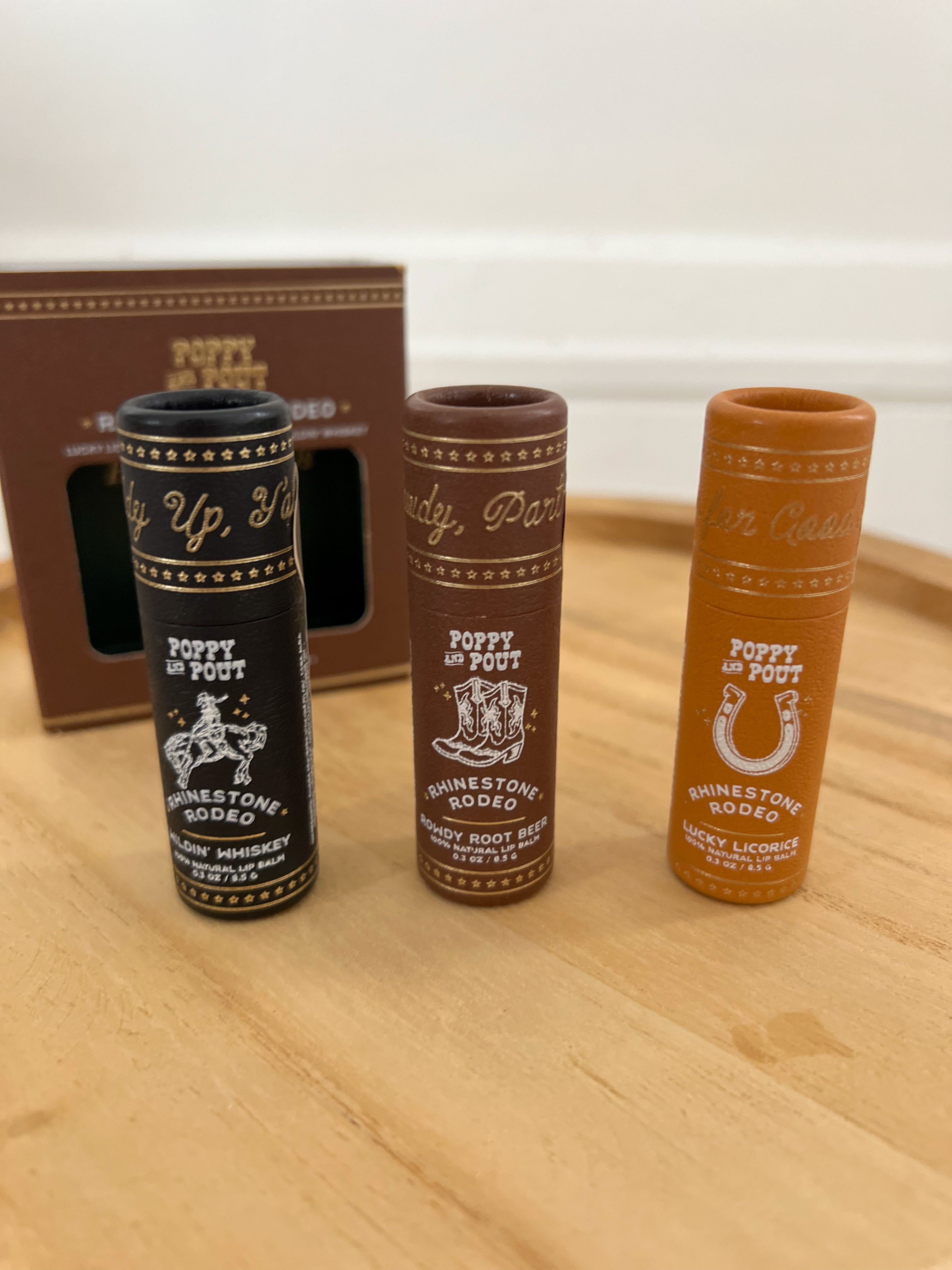 Poppy & Pout Rhinestone Rodeo Lip Balm Trio Gift Set