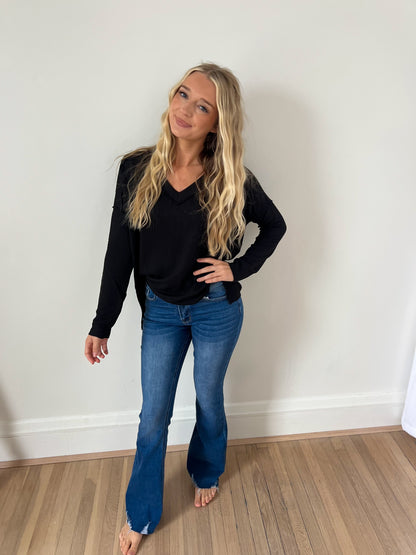 DOORBUSTER Khole V-neck Top - Black