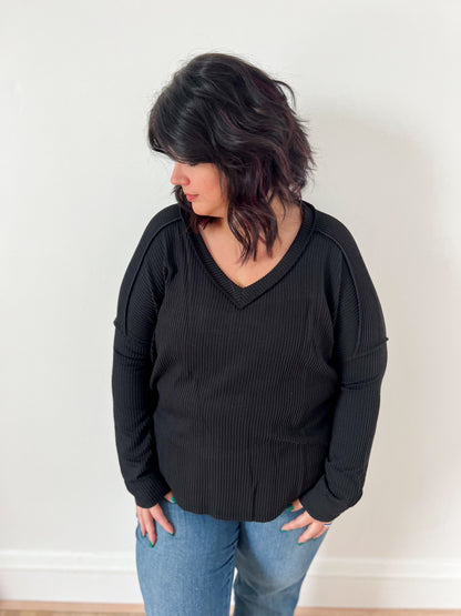 DOORBUSTER Khole V-neck Top - Black