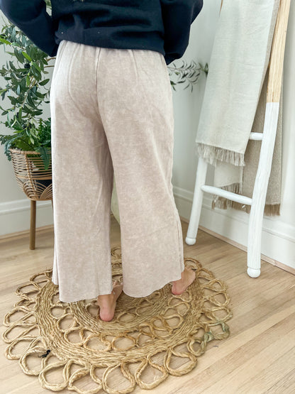 Cropped Wide Leg Comfy Pants - Ash Mocha