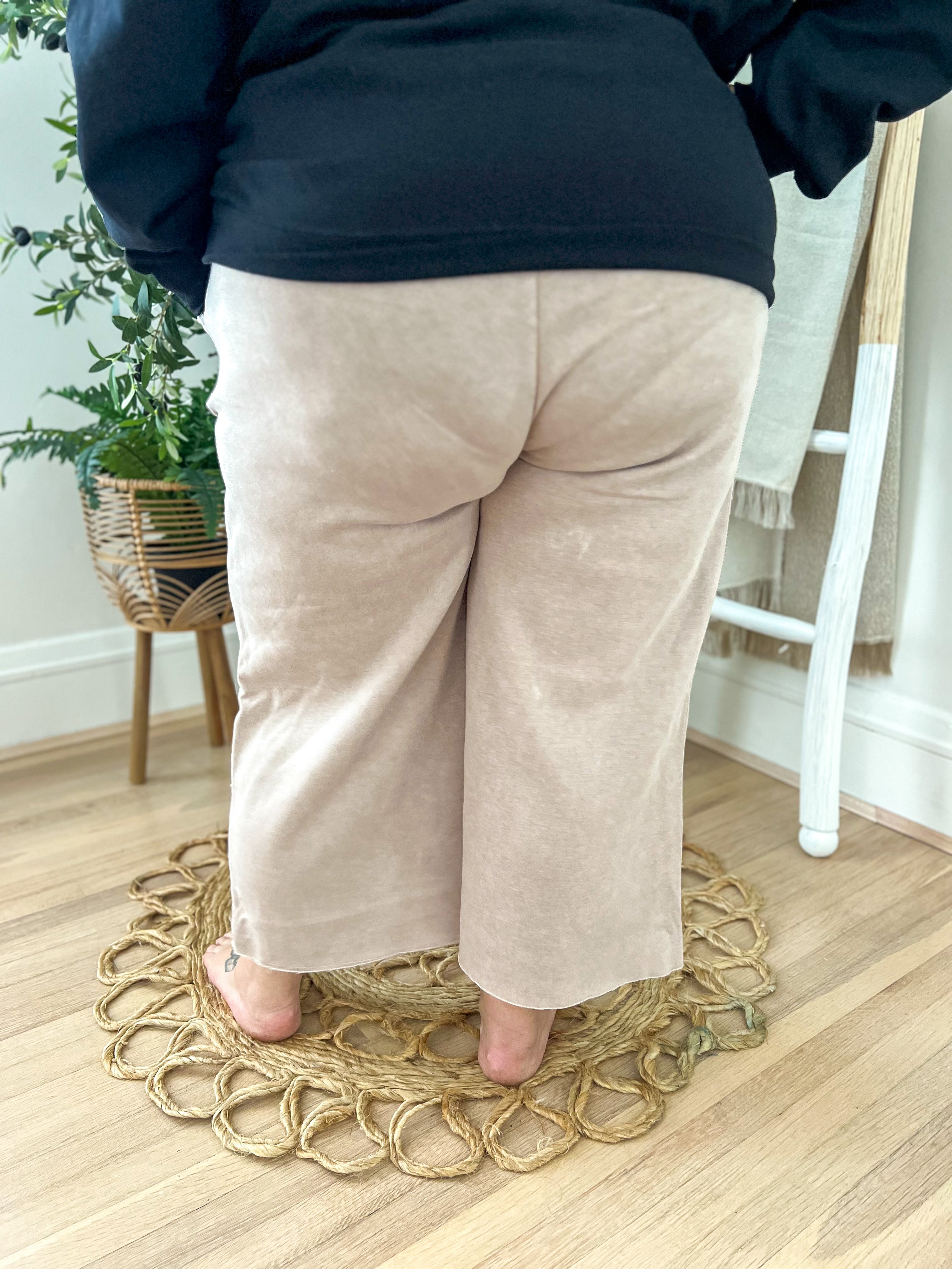 Cropped Wide Leg Comfy Pants - Ash Mocha