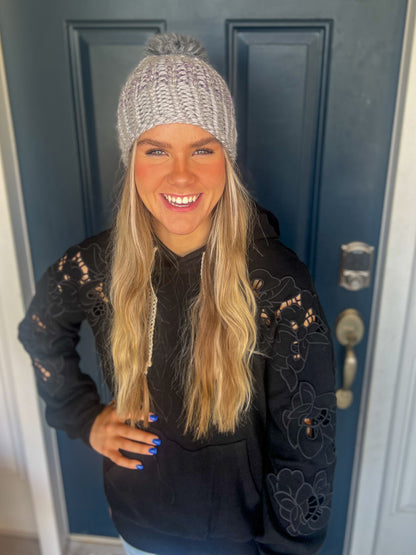 Aspen Knit Beanie - Gray and Purple Ombre