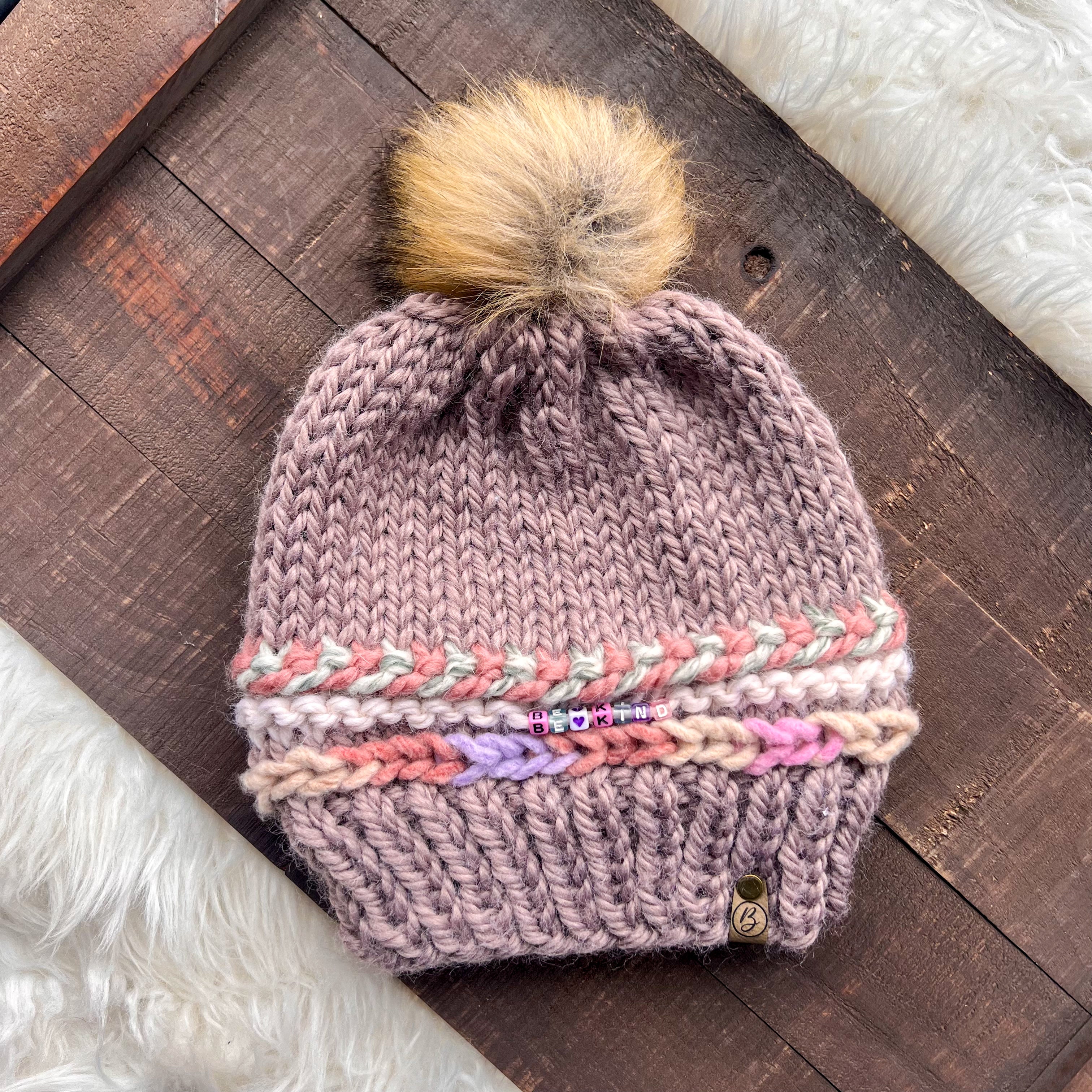 Be Kind Friendship Bracelet Knitted Beanie