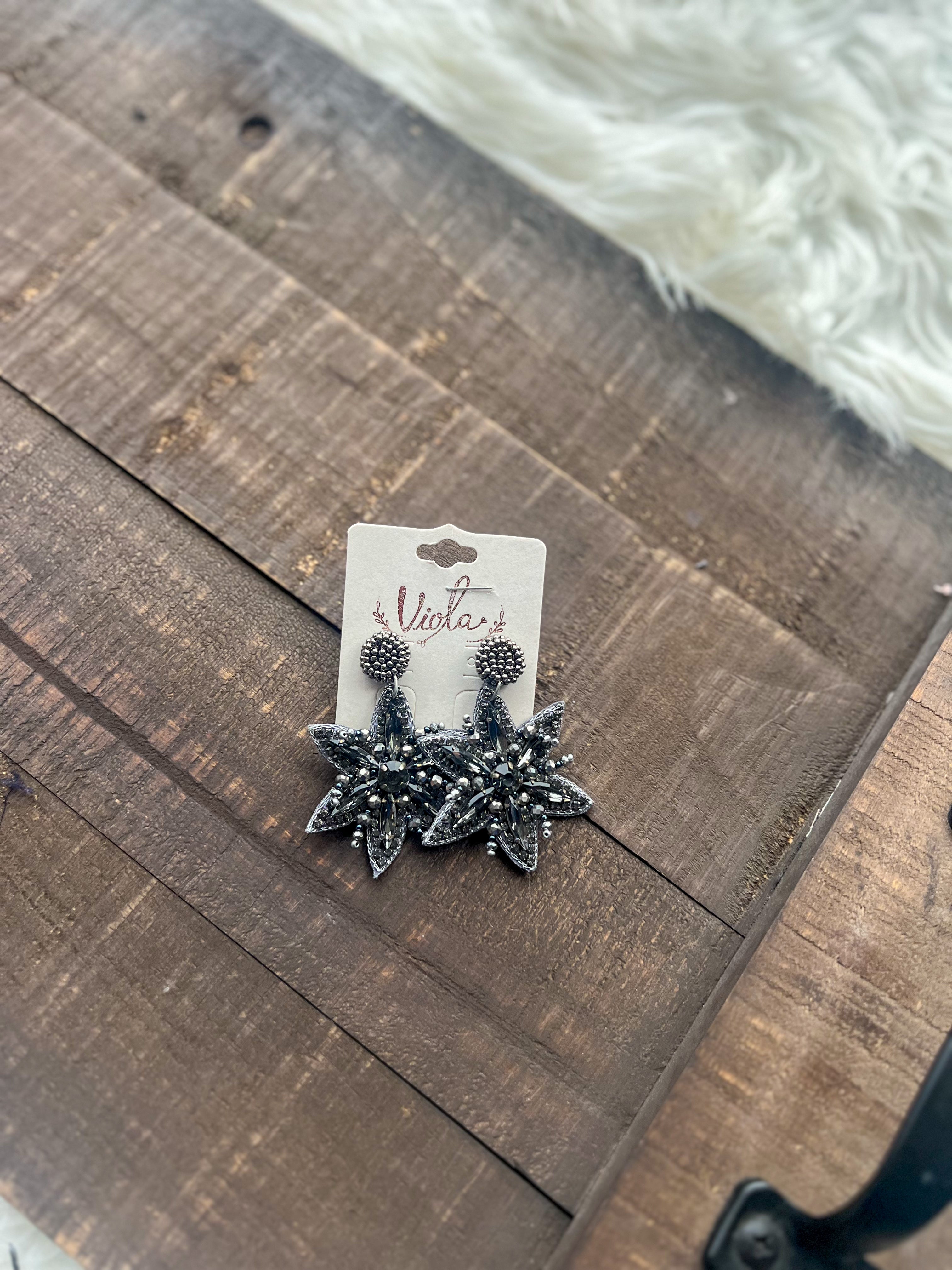 Beaded Star Dangle Earrings