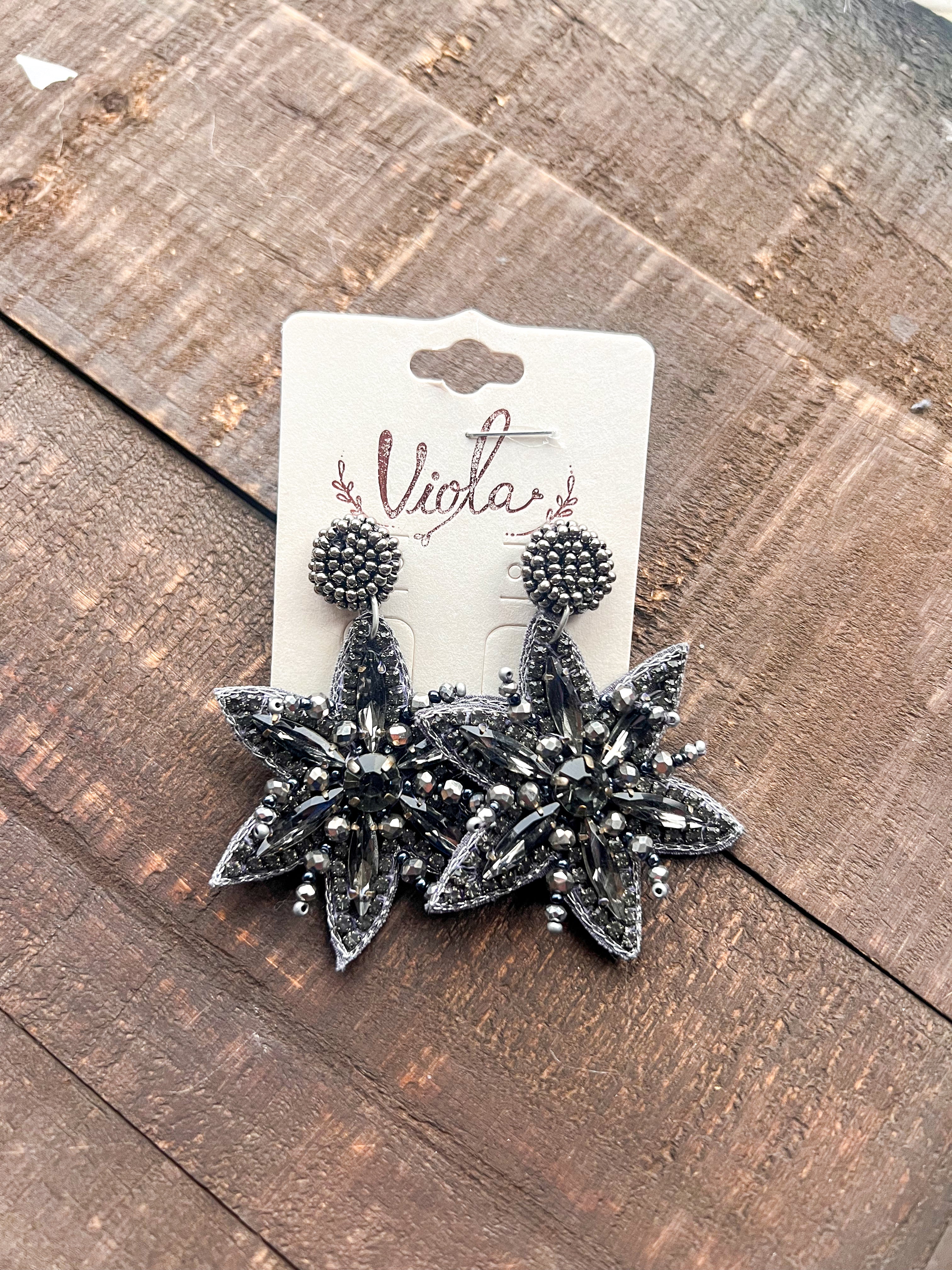 Beaded Star Dangle Earrings