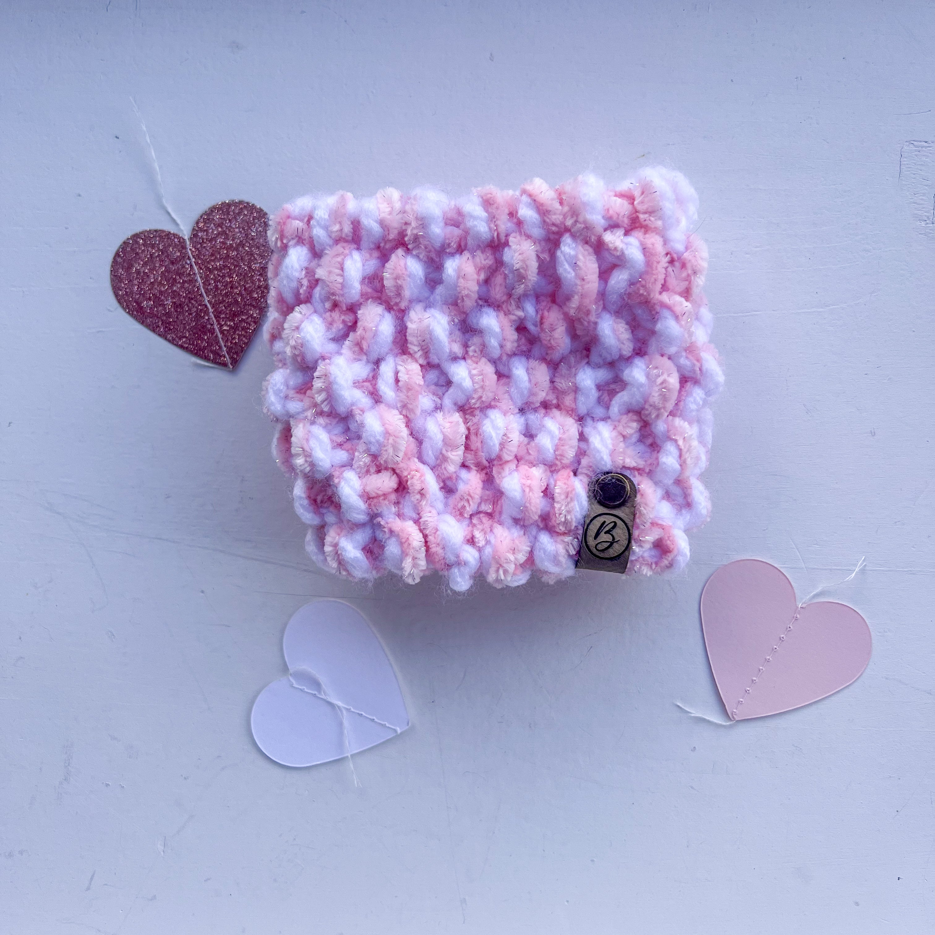 Icelyn Pink and White Cup Cozy