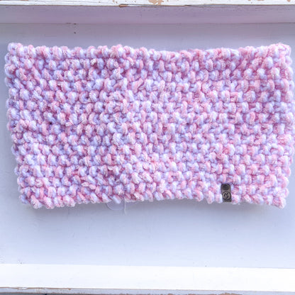 Icelyn Pink and White Knitted Cowl Neck Scarf