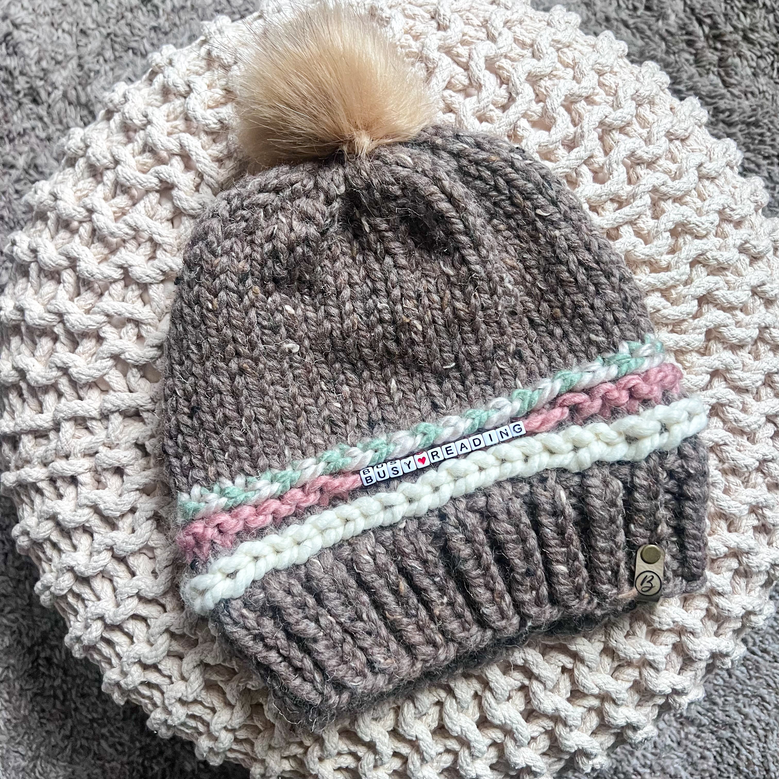 Friendship Bracelet Knitted Beanie - Busy Reading