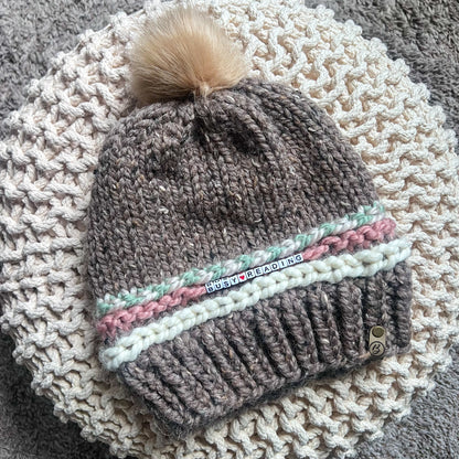 Friendship Bracelet Knitted Beanie - Busy Reading