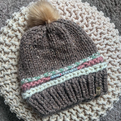 Friendship Bracelet Knitted Beanie - Busy Reading
