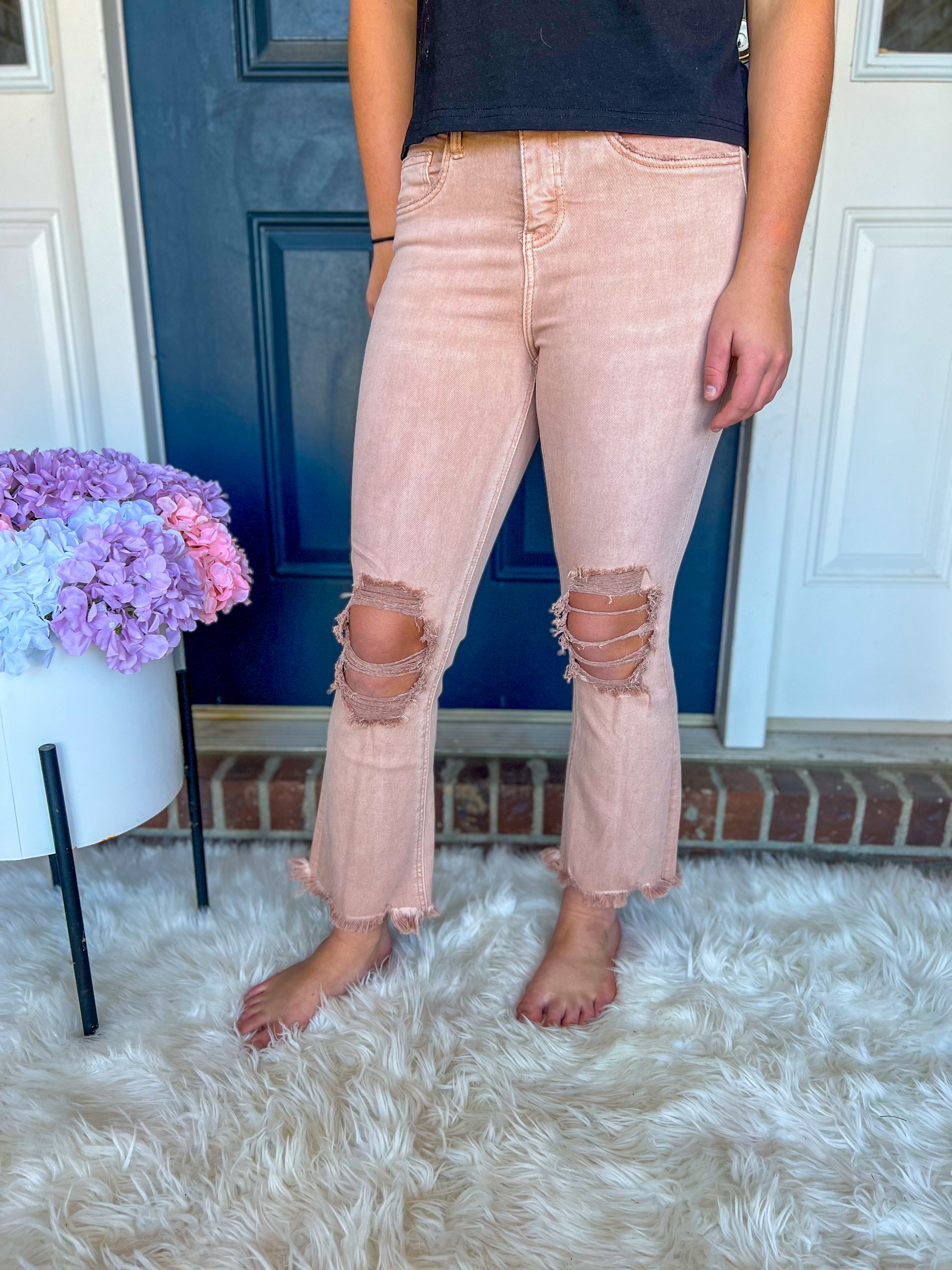 Lovervet Anabelle Rose Crop Flare Jeans