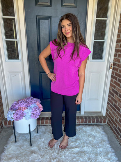 Lucy Wide Leg Stretchy Crop Pants - Black