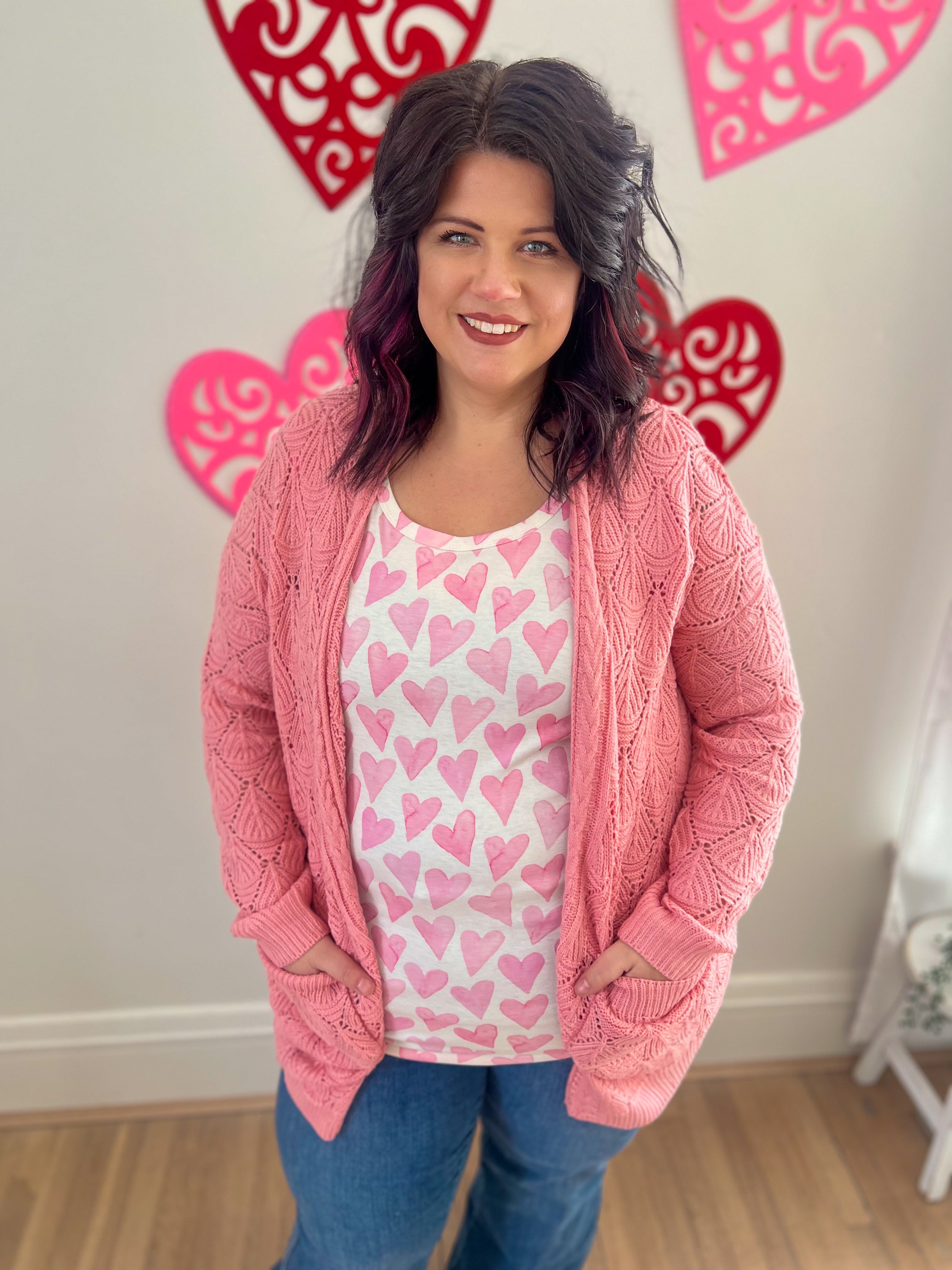 Ava Tank - Blushing Pink Hearts