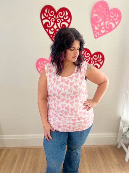 Ava Tank - Blushing Pink Hearts